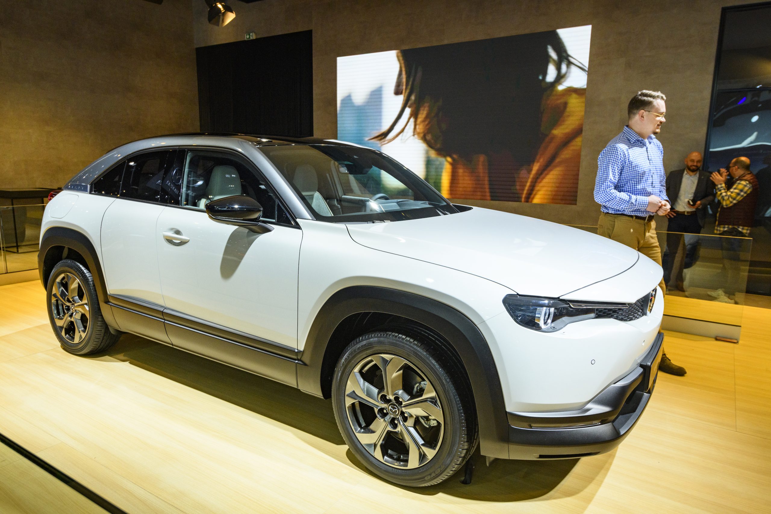 Mazda MX-30 electric compact crossover SUV on display at Brussels Expo