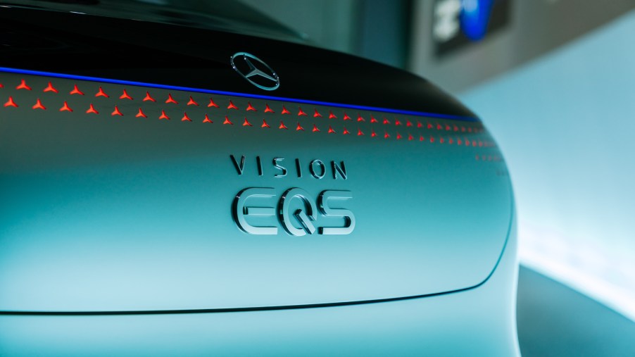The Mercedes EQS on display