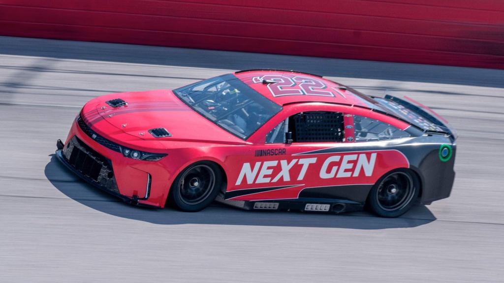 NASCAR Next-Gen race car on the bank