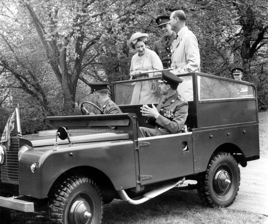Queen Elizabeth II and the Duke of Edinburgh  in Land Rover