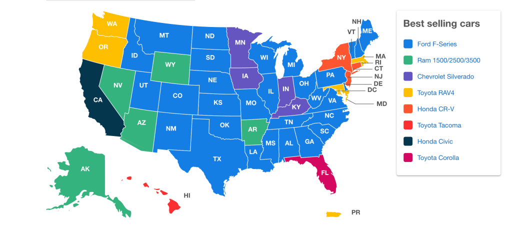 RL Polk most popular vehicles in each state 
