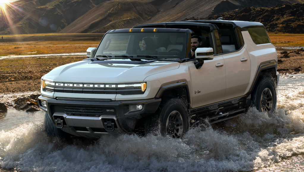 The 2024 GMC Hummer EV SUV fording water