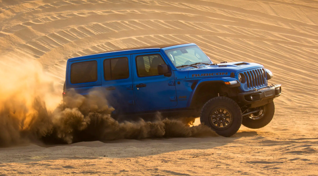 The 2021 Jeep Wrangler Rubicon 392 off-roading in sand 