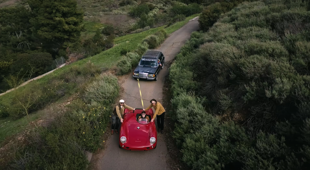 An image of a Porsche 550 Spyder that was found in a shipping container.