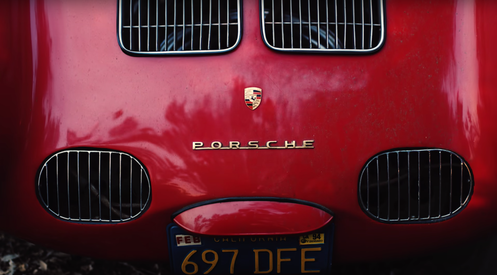 An image of a Porsche 550 Spyder that was found in a shipping container.