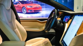 A Tesla Model X electric vehicle is seen at a Tesla flagship store on January 4, 2021, in Shanghai, China