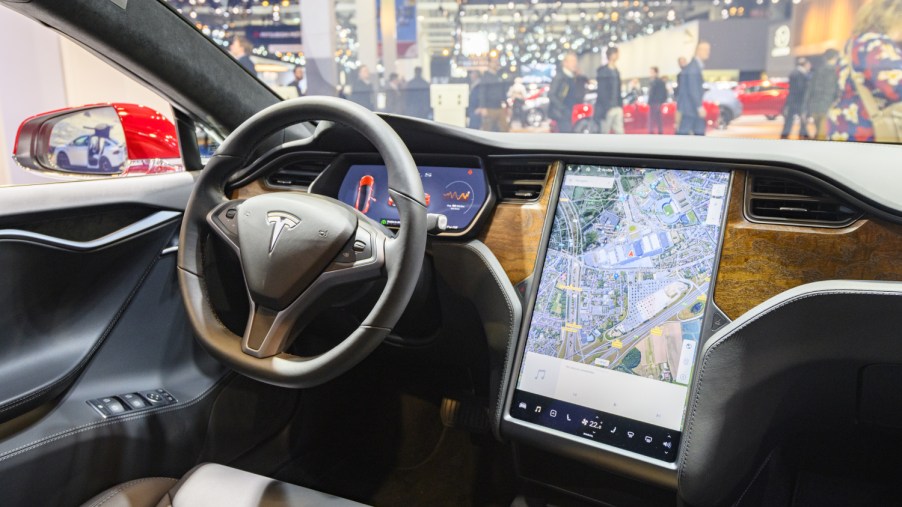 Tesla uses Tesla navigation to help guide you