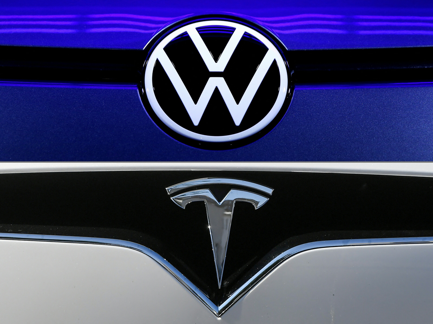 Tesla and Volkswagen logos