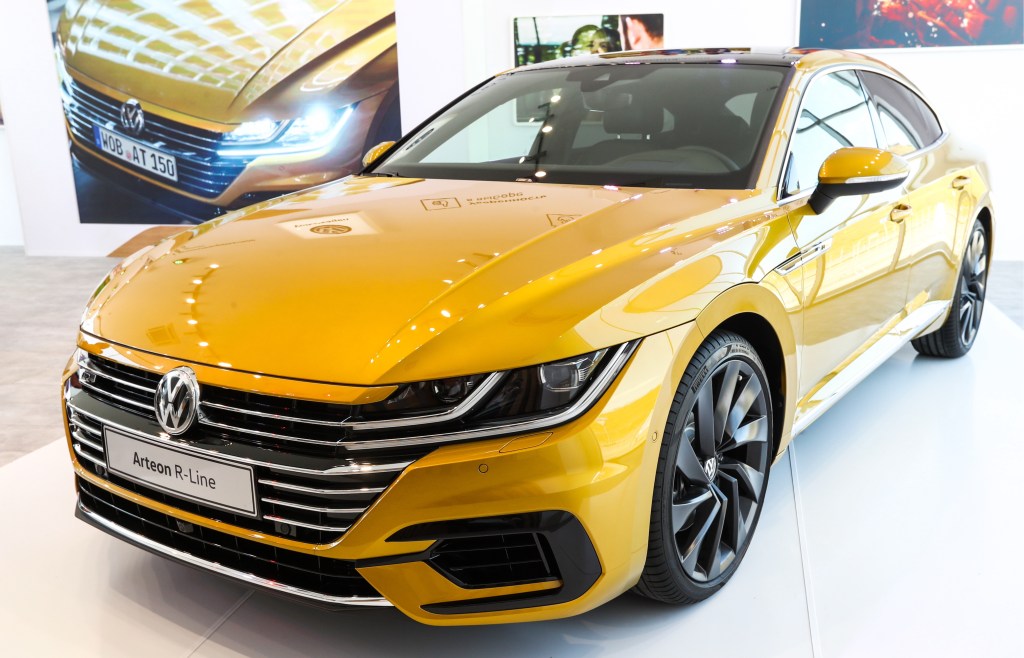 A Volkswagen Arteon R-Line car on display at the 2018 Moscow International Motor Show