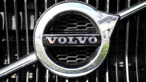 Volvo logo on a vehicle's grille on October 15, 2020