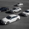 A fleet of 2021 Audi vehicles on display