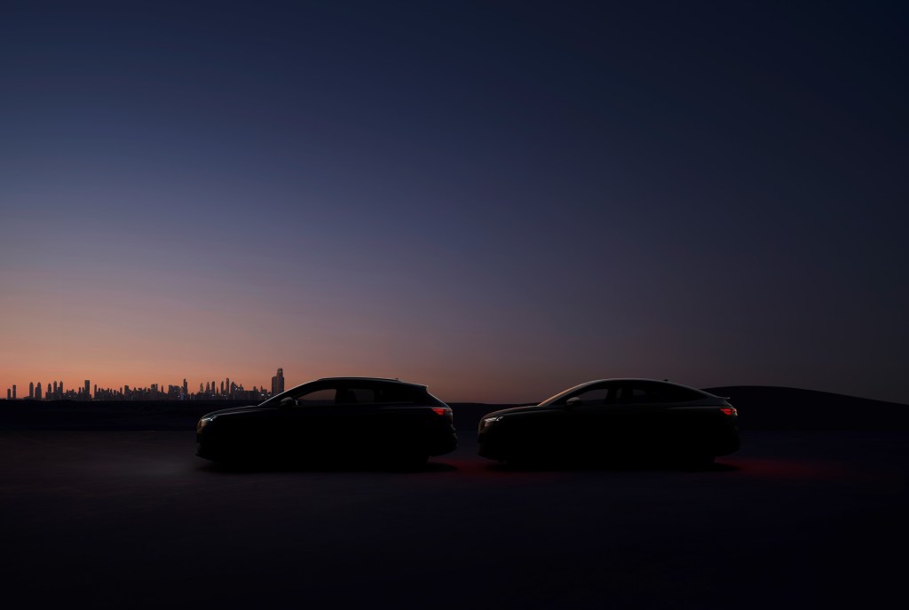 A dark silhouette of the Audi Q5 e-tron