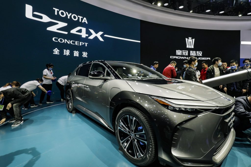 The new Toyota bZ4X on display