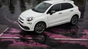 A an aerial view of the white fiat 500x