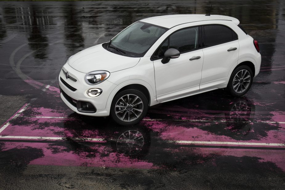 A an aerial view of the white fiat 500x