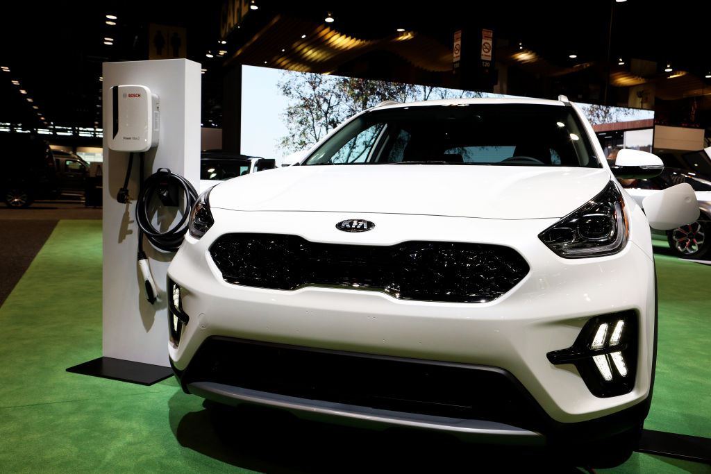 A close end of the front end of the kia niro ev