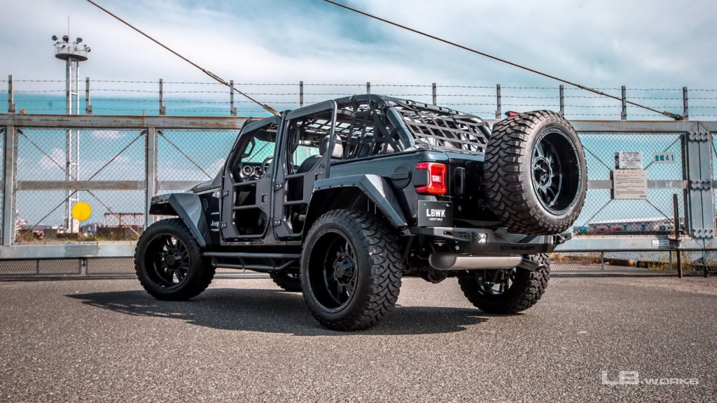 Liberty Walk Jeep Wrangler wide body conversion kit rear 3/4 view