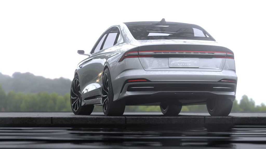Rear shot of the 2021 Lincoln Reflection concept of the 2022 Zephyr for China 