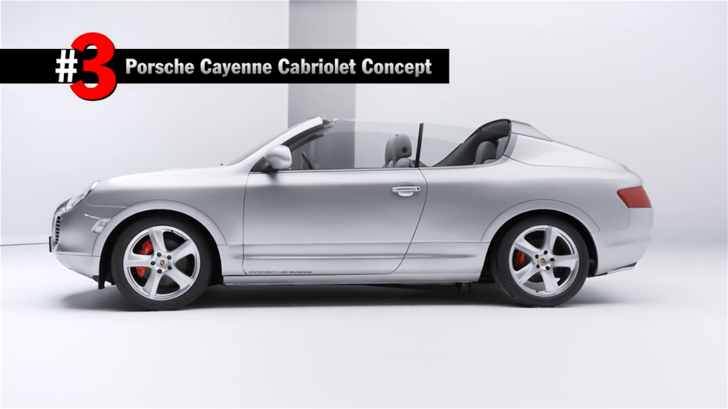 Cayenne Cabriolet concept car in silver on a white background