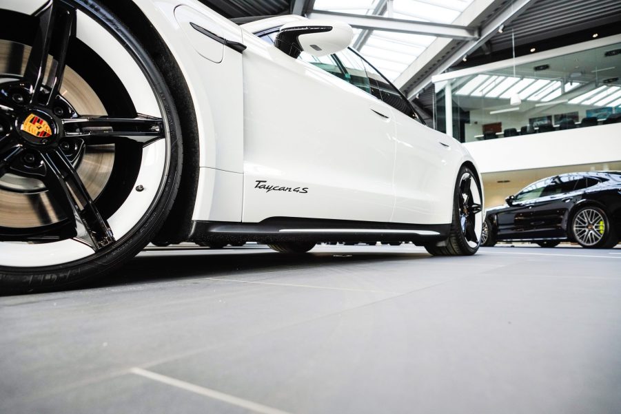 The Porsche Taycan upl close exterior
