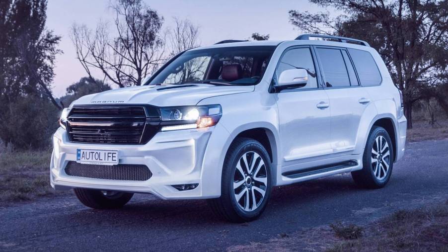 The 2020 Toyota Land Cruiser 200 Series on the road