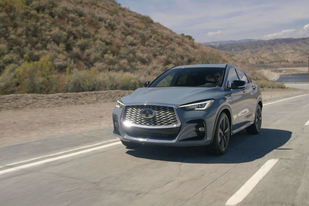 The 2022 Infiniti QX55 driving on the road