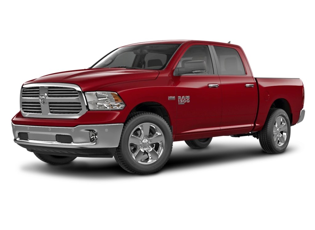 2021 Ram 1500 Classic in red against a white background from the Ram 1500 classic review from Consumer Reports 