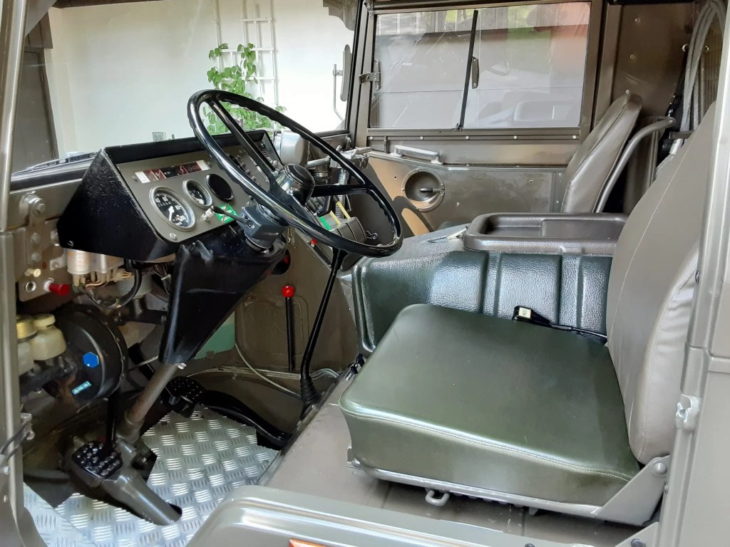The front passenger compartment of Bob Lutz's 1973 Steyr-Puch Pinzgauer 710M