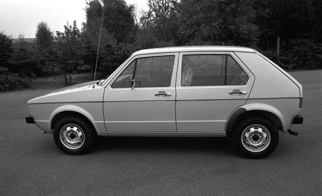 The 1974 Volkswagen Golf sedan, the first year of the model's release