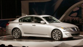 A silver 2011 Hyundai Genesis R Spec 5.0 sedan at the Chicago Auto Show on February 9, 2011