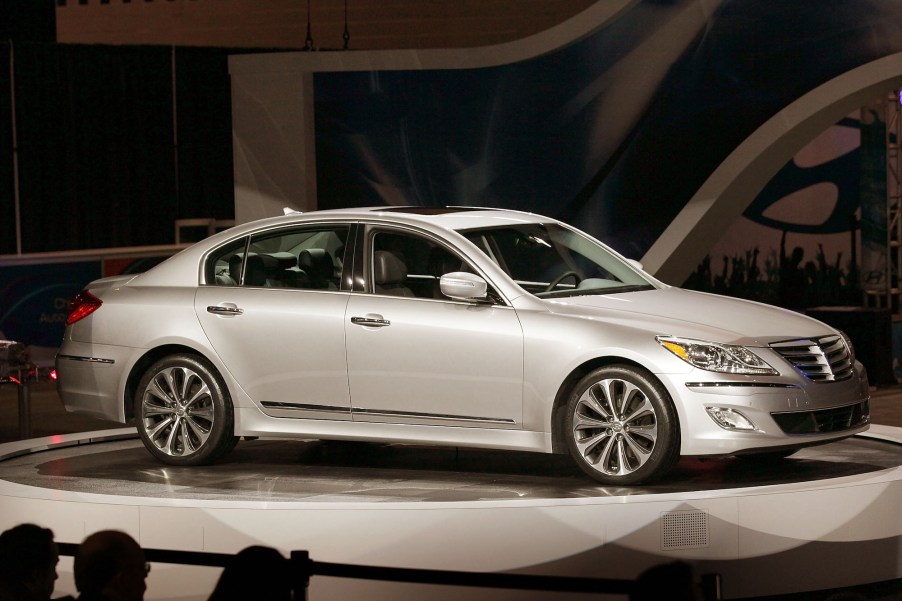A silver 2011 Hyundai Genesis R Spec 5.0 sedan at the Chicago Auto Show on February 9, 2011