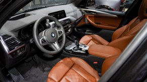The interior of a 2020 BMW X3 xDrive 30e plug-in hybrid SUV at the AutoMobility LA ahead of the Los Angeles Auto Show on Thursday, November 21, 2019