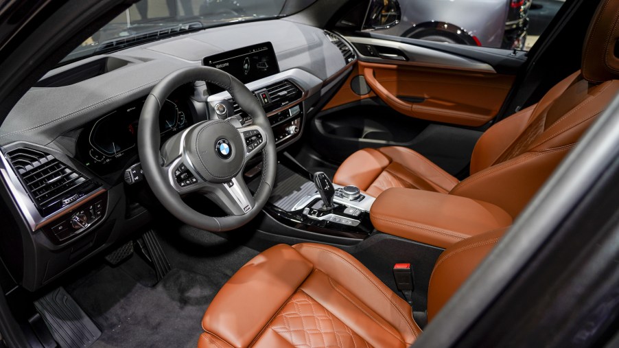 The interior of a 2020 BMW X3 xDrive 30e plug-in hybrid SUV at the AutoMobility LA ahead of the Los Angeles Auto Show on Thursday, November 21, 2019