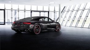 A black 2021 Audi R8 RWD Panther Edition supercar