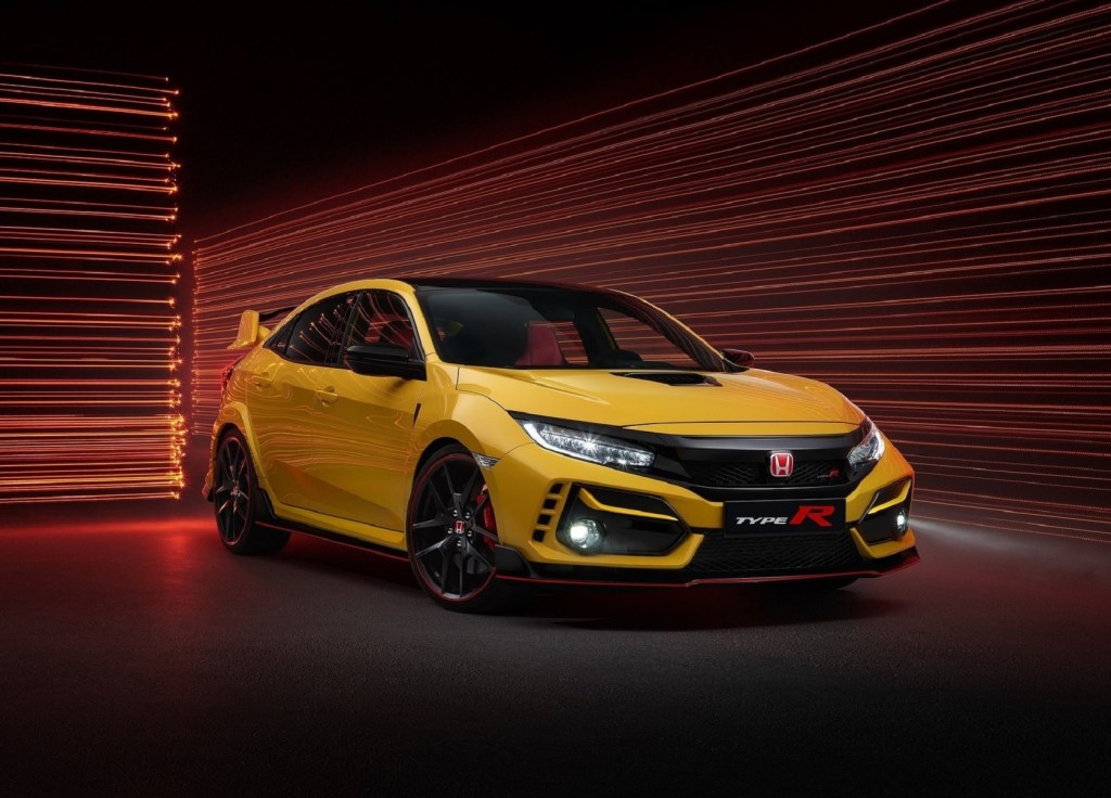 A yellow 2021 Honda Civic Type R Limited Edition