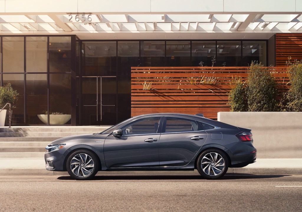 A grey 2021 Honda Insight parked, the Insight is among the best affordable new hybrids under $30,000