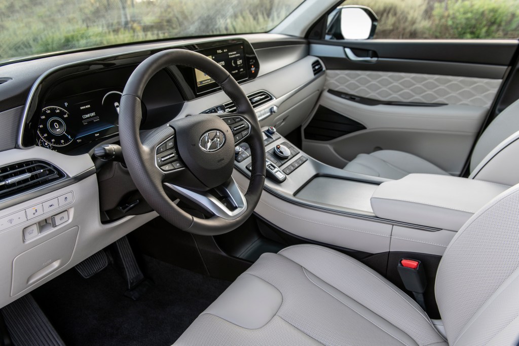 The gray interior of the 2021 Hyundai Palisade SUV