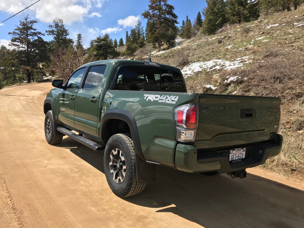 a rear shot of the lifted 2021 Toyota Tacoma TRD Off Road