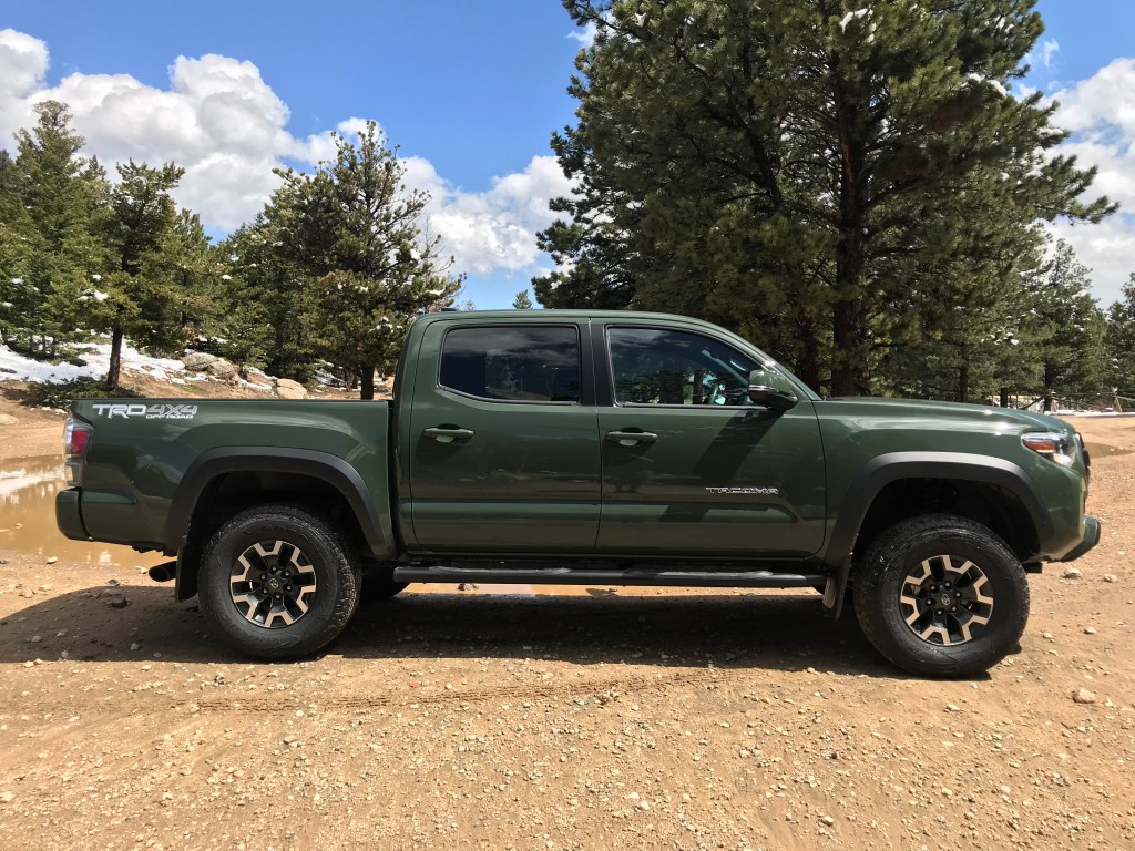 A side shot of the 2021 Toyota Tacoma TRD Off Road with the TRD lift kit