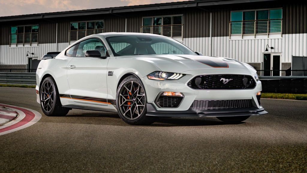 The 2021 Ford Mustang on a race track
