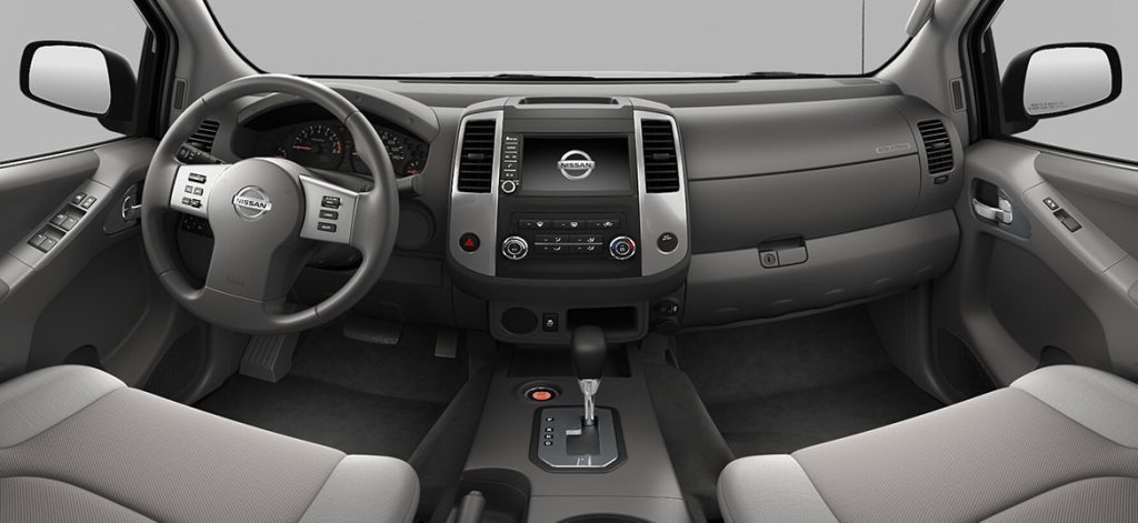 interior dash view of the 2021 Nissan Frontier midsize pickup truck 