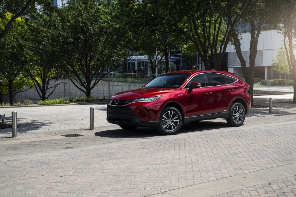 A red 2021 Toyota Venza parked