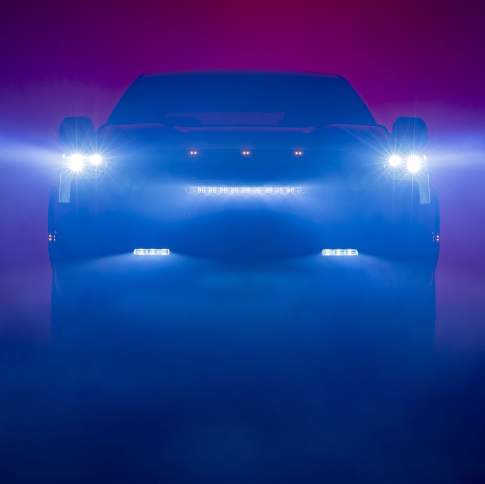 A teaser image of the 2022 Toyota Tundra that displays new headlight designs.