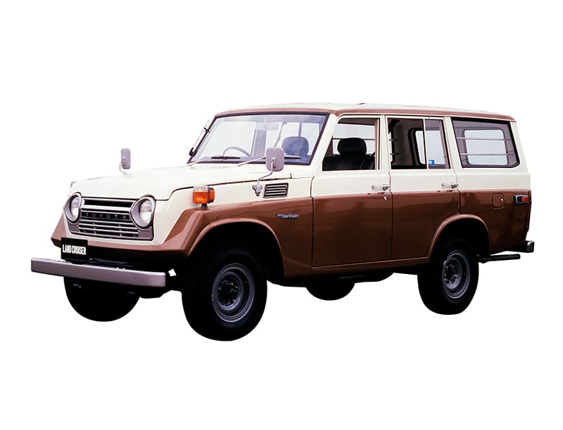 a press photo of the Toyota Land Cruiser 55 series wagon against a white backdrop 