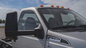 2022 Ford F-750 up close of the badge of the biggest ford pickup truck