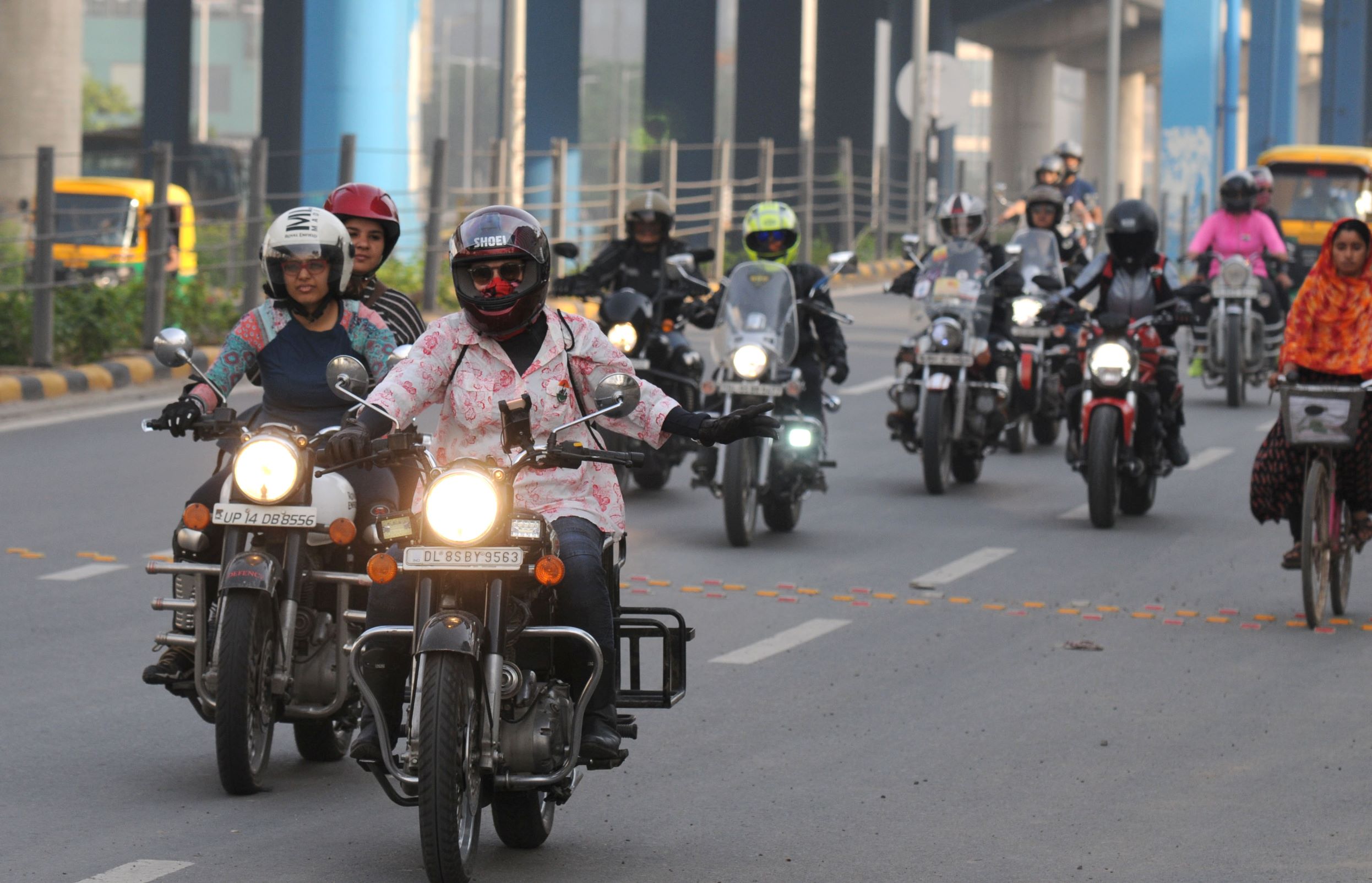 A group of female riders in Gurugram, India participate in International Female Ride Day 2019