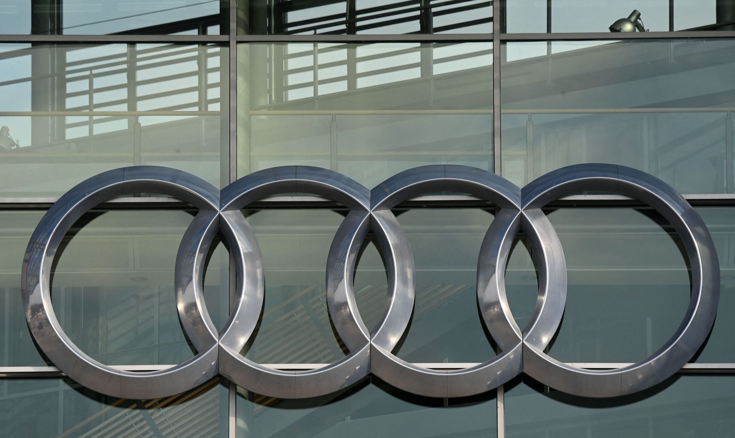 The logo of the German carmaker Audi is seen on March 18, 2021 at their headquarters in Ingolstadt, southern Germany