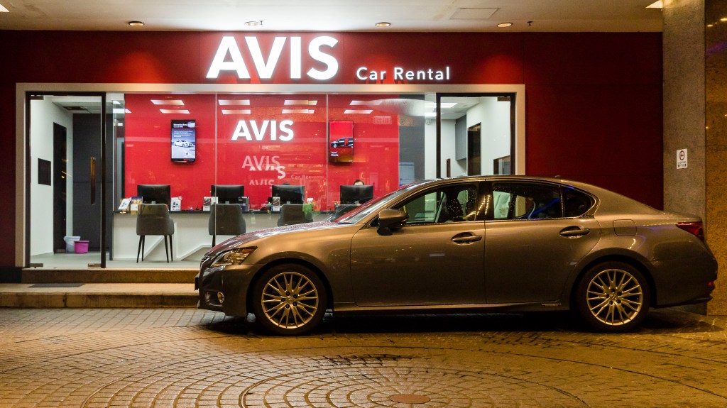 A view of the Avis Rent a Car store in Hong Kong.
