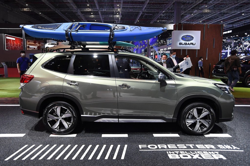 A Subaru Forester sits on display