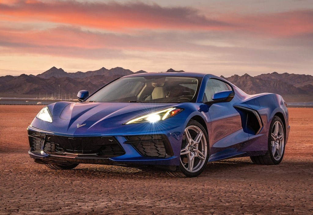 An image of a Chevrolet Corvette parked outside, one of the fastest-selling cars in march.